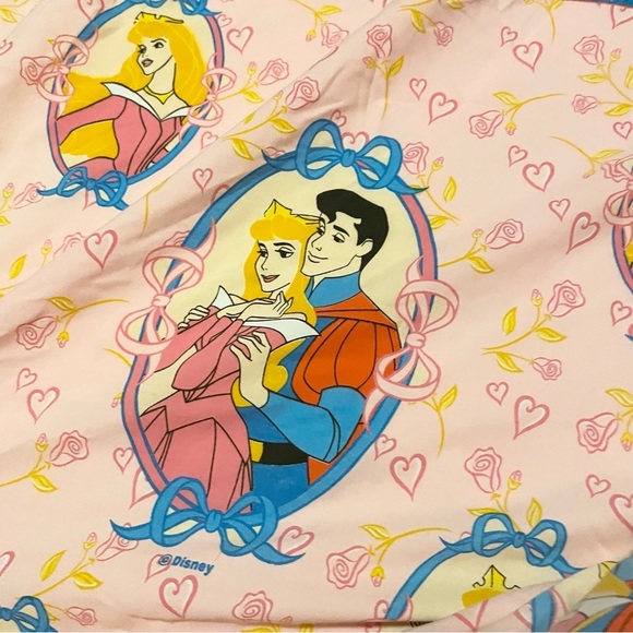Vintage Disney Sleeping Beauty Princess Pink Flat Bed Sheet - Picture 11 of 16